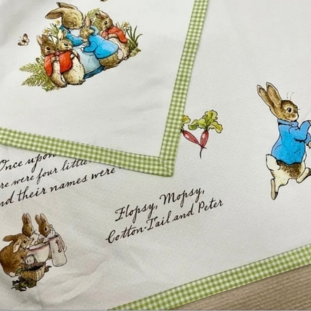 NEW Beatrix Potter Garden tablecloth Cotton Peter Rabbit handmade - Picture 2 of 12